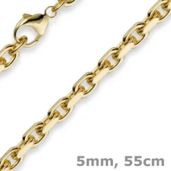 5mm Kette Collier Ankerkette aus 585 Gold Gelbgold, 55cm, Herren