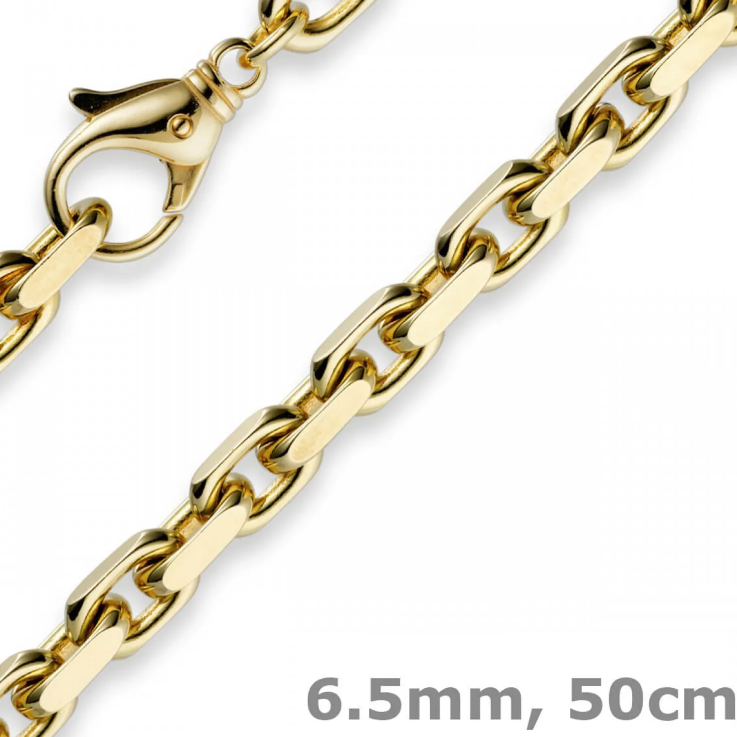6,5mm Kette Collier Ankerkette aus 585 Gold Gelbgold, 50cm, für Herren