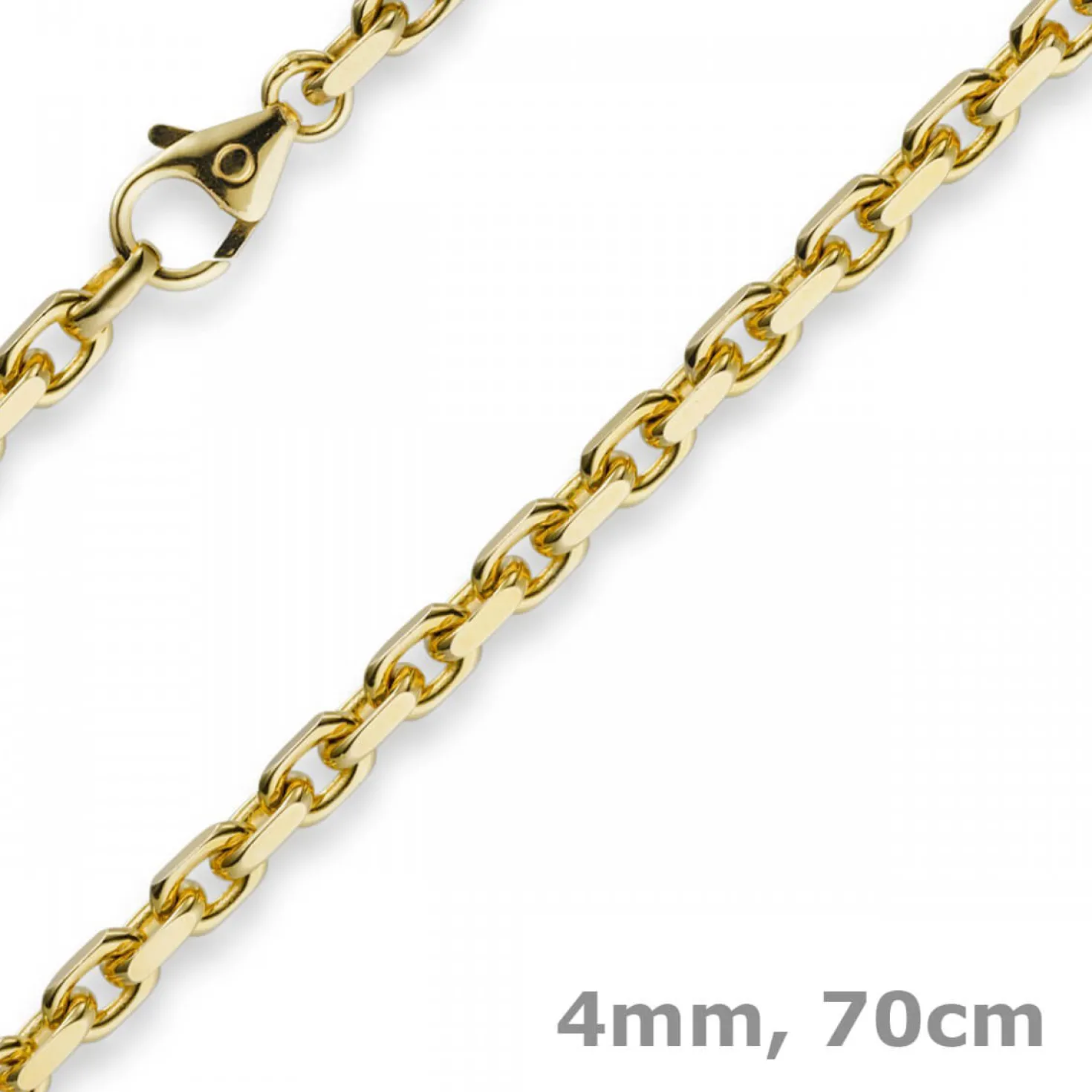 4mm Kette Collier Ankerkette aus 750 Gold Gelbgold 70cm Herren Goldkette