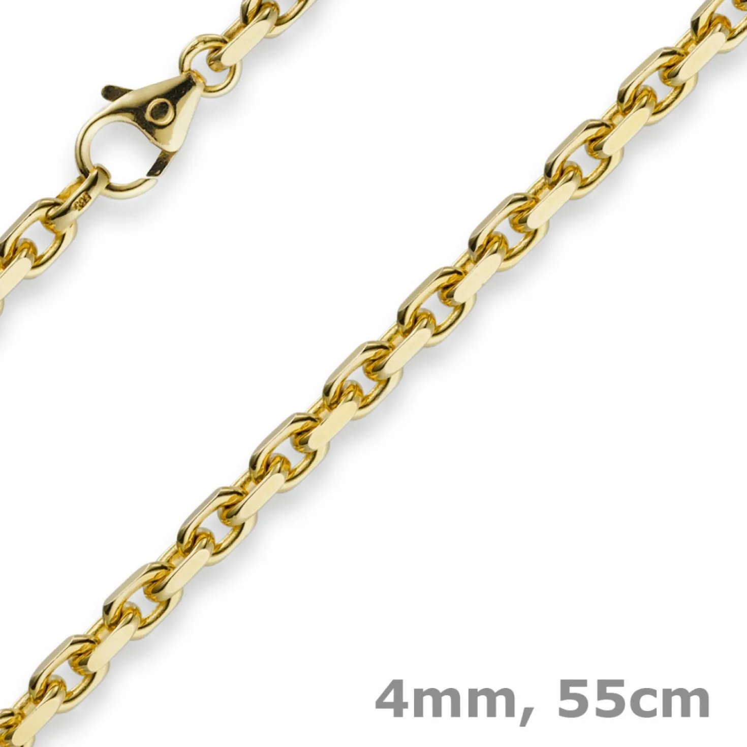 4mm Kette Collier Ankerkette aus 585 Gold Gelbgold, 55cm, Herren