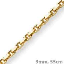 3mm Kette Collier Ankerkette aus 585 Gold Gelbgold, 55cm, Unisex