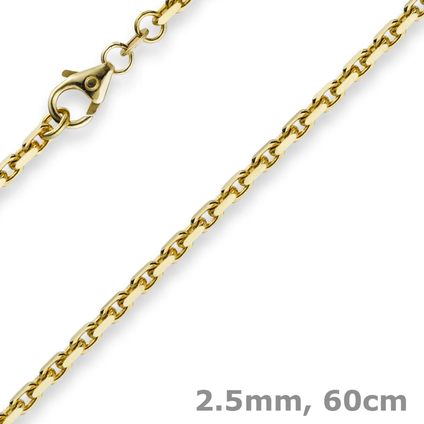 2,5mm Kette Collier Ankerkette aus 585 Gold Gelbgold, 60cm, Unisex