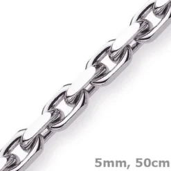 5mm Kette Collier Ankerkette aus 750 Gold Weißgold, 50cm, massiv