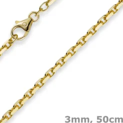 3mm Kette Collier Ankerkette aus 750 Gold Gelbgold, 50cm