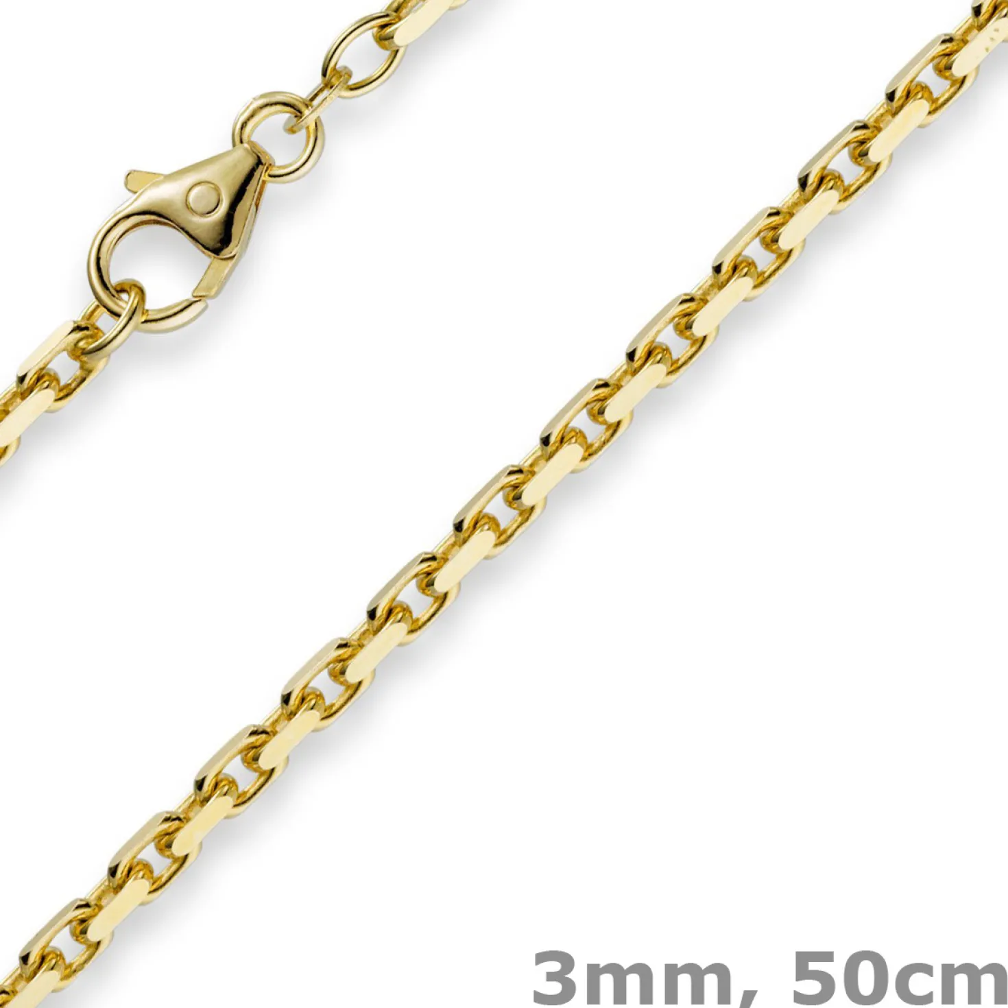 3mm Kette Collier Ankerkette aus 750 Gold Gelbgold, 50cm