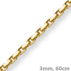 3mm Kette Collier Ankerkette aus 750 Gold Gelbgold, 60cm, Unisex