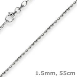 1,5mm Kette Collier Ankerkette diamantiert Halskette aus 750 Gold Weißgold 55cm