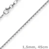 1,5mm Kette Collier Ankerkette diamantiert Halskette aus 750 Gold Weißgold 45cm