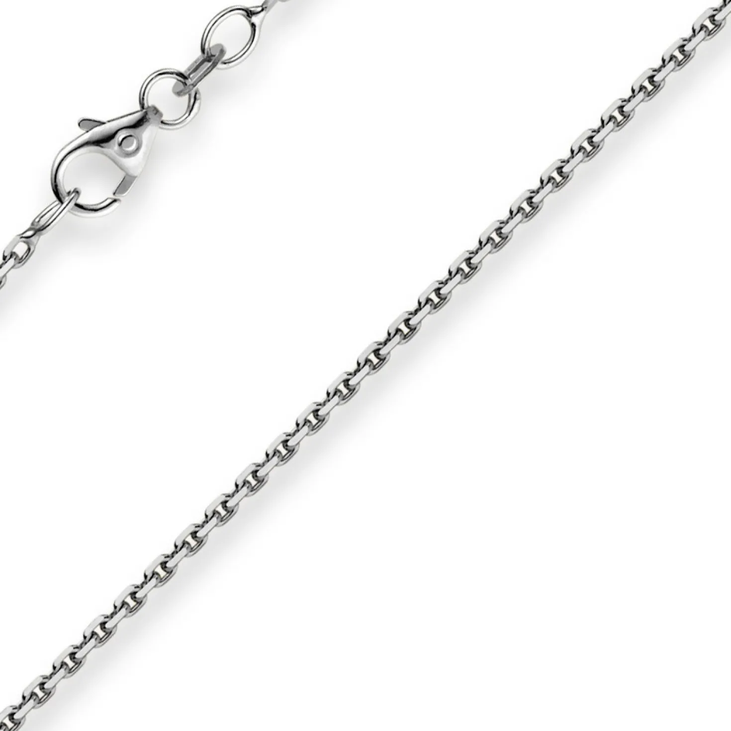 1,5mm Kette Collier Ankerkette diamantiert Halskette aus 750 Gold Weißgold 45cm