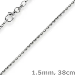 1,5mm Kette Collier Ankerkette diamantiert Halskette aus 750 Gold Weißgold 38cm