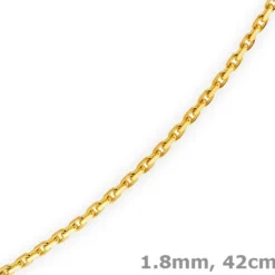 1,8mm Kette Collier Ankerkette diamantiert Halskette aus 750 Gold Gelbgold, 42cm