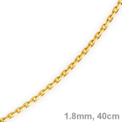 1,8mm Kette Collier Ankerkette diamantiert Halskette aus 585 Gold Gelbgold 40cm