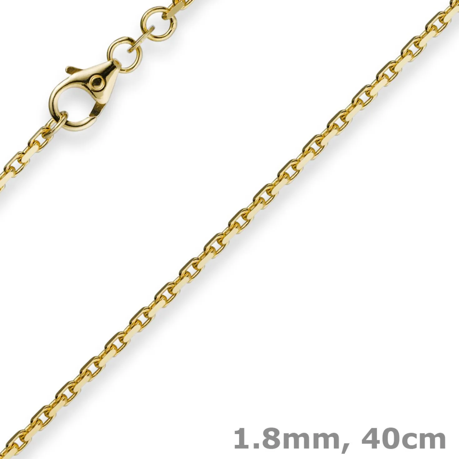 1,8mm Kette Collier Ankerkette diamantiert Halskette aus 585 Gold Gelbgold 40cm