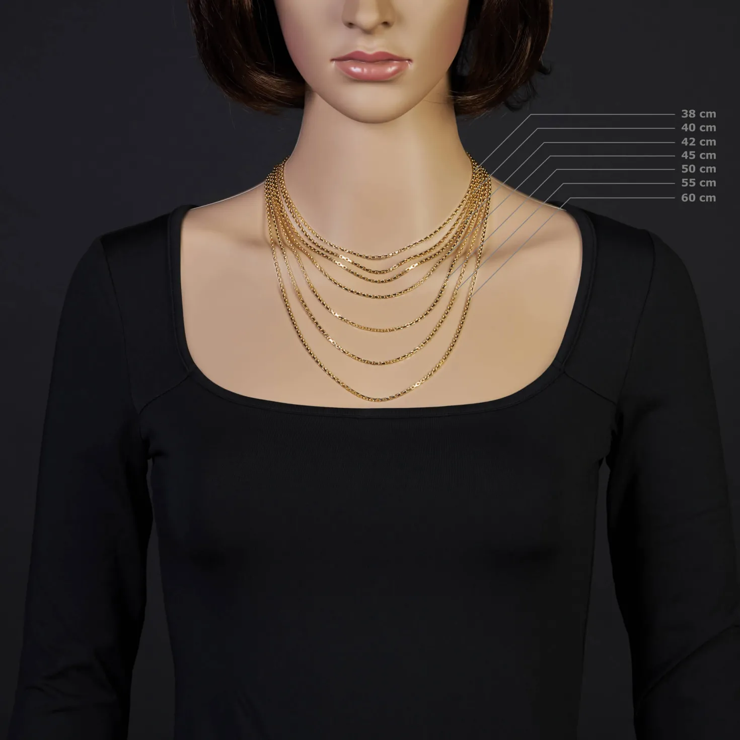 1,8mm Kette Collier Ankerkette diamantiert Halskette aus 585 Gold Gelbgold 40cm