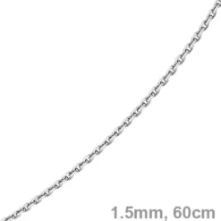 1,5mm Kette Collier Ankerkette diamantiert Halskette aus 750 Gold Weißgold 60cm