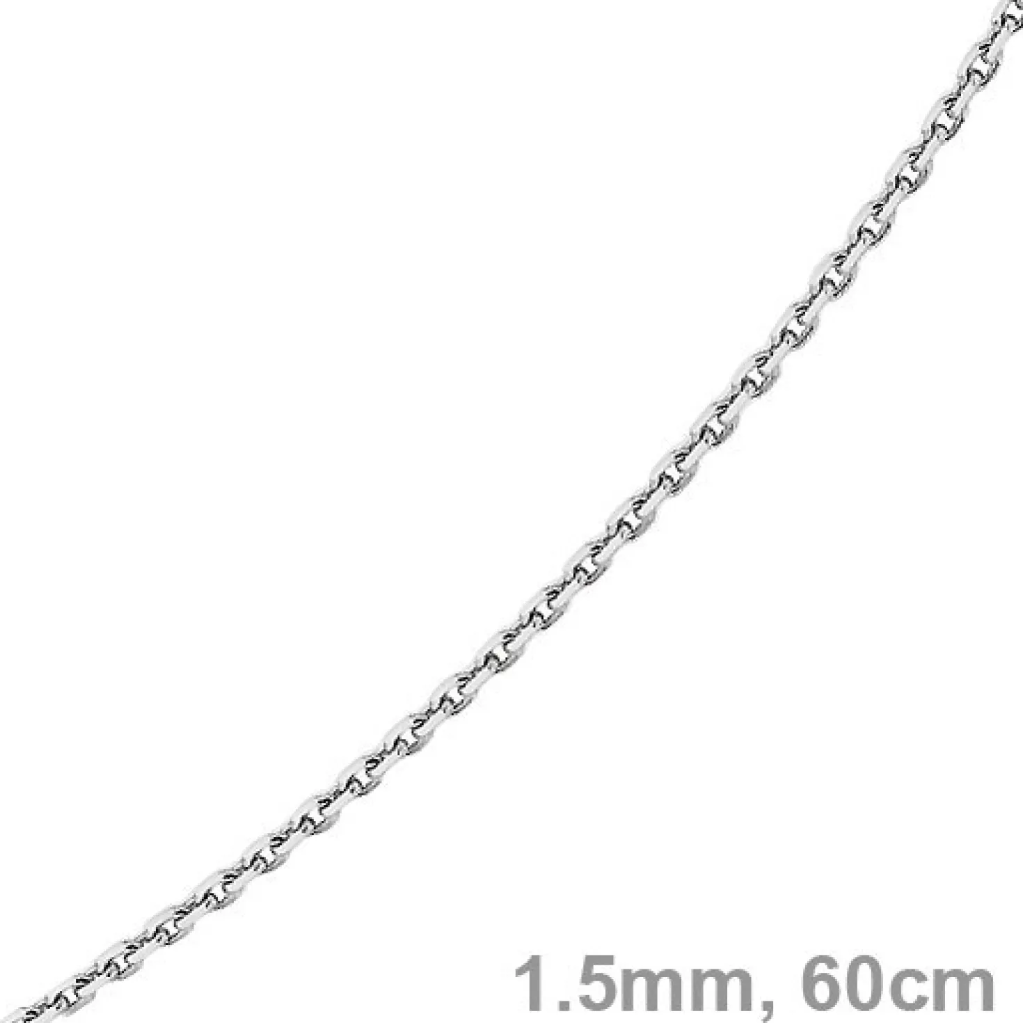 1,5mm Kette Collier Ankerkette diamantiert Halskette aus 750 Gold Weißgold 60cm