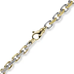 6mm Kette Collier Ankerkette 585 Gold Gelbgold & Weißgold bicolor 60cm Herren