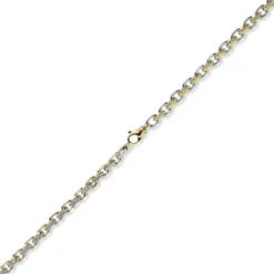 6mm Kette Collier Ankerkette 585 Gold Gelbgold & Weißgold bicolor 60cm Herren