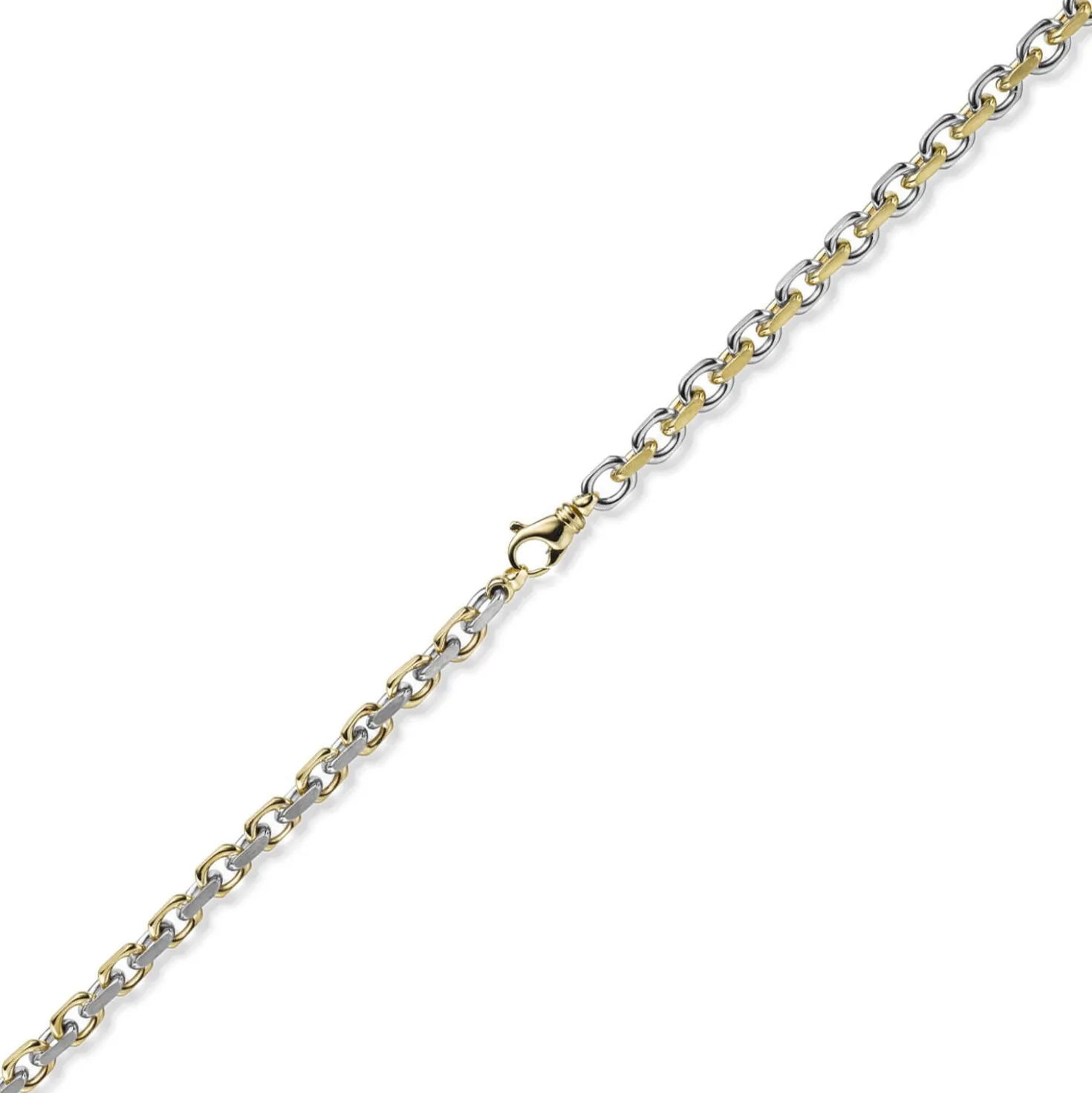 6mm Kette Collier Ankerkette 585 Gold Gelbgold & Weißgold bicolor 60cm Herren