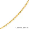 1,8mm Kette Collier Ankerkette Halskette, 585 Gold Gelbgold, 60cm Unisex