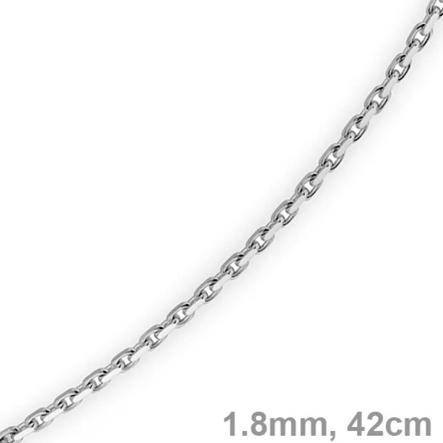 1,8mm Kette Collier Ankerkette Halskette, 585 Gold Weißgold, 42cm