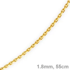 1,8mm Kette Collier Ankerkette Halskette, 585 Gold Gelbgold, 55cm Unisex