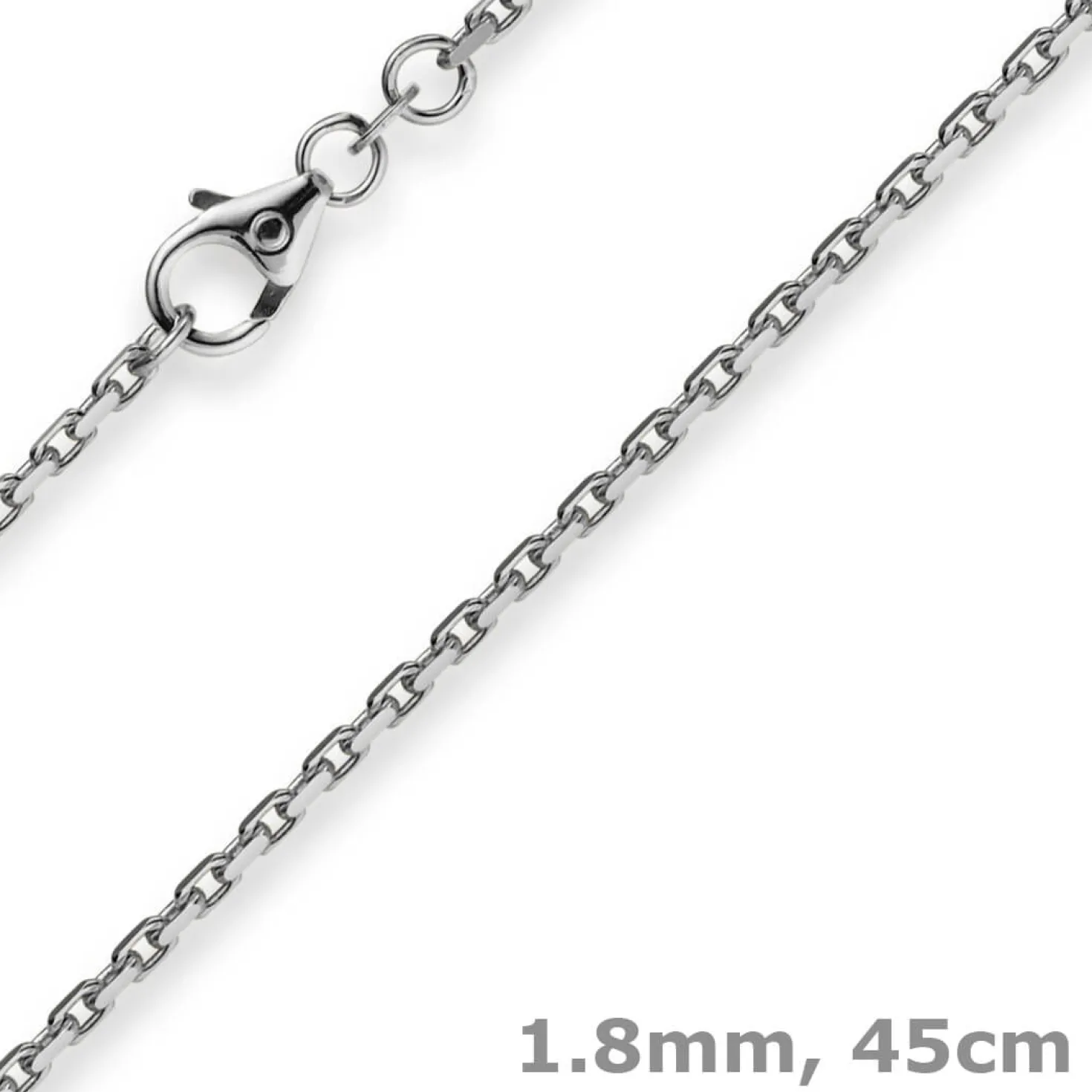 1,8mm Kette Collier Ankerkette Halskette 750 Gold Weißgold 45cm Unisex