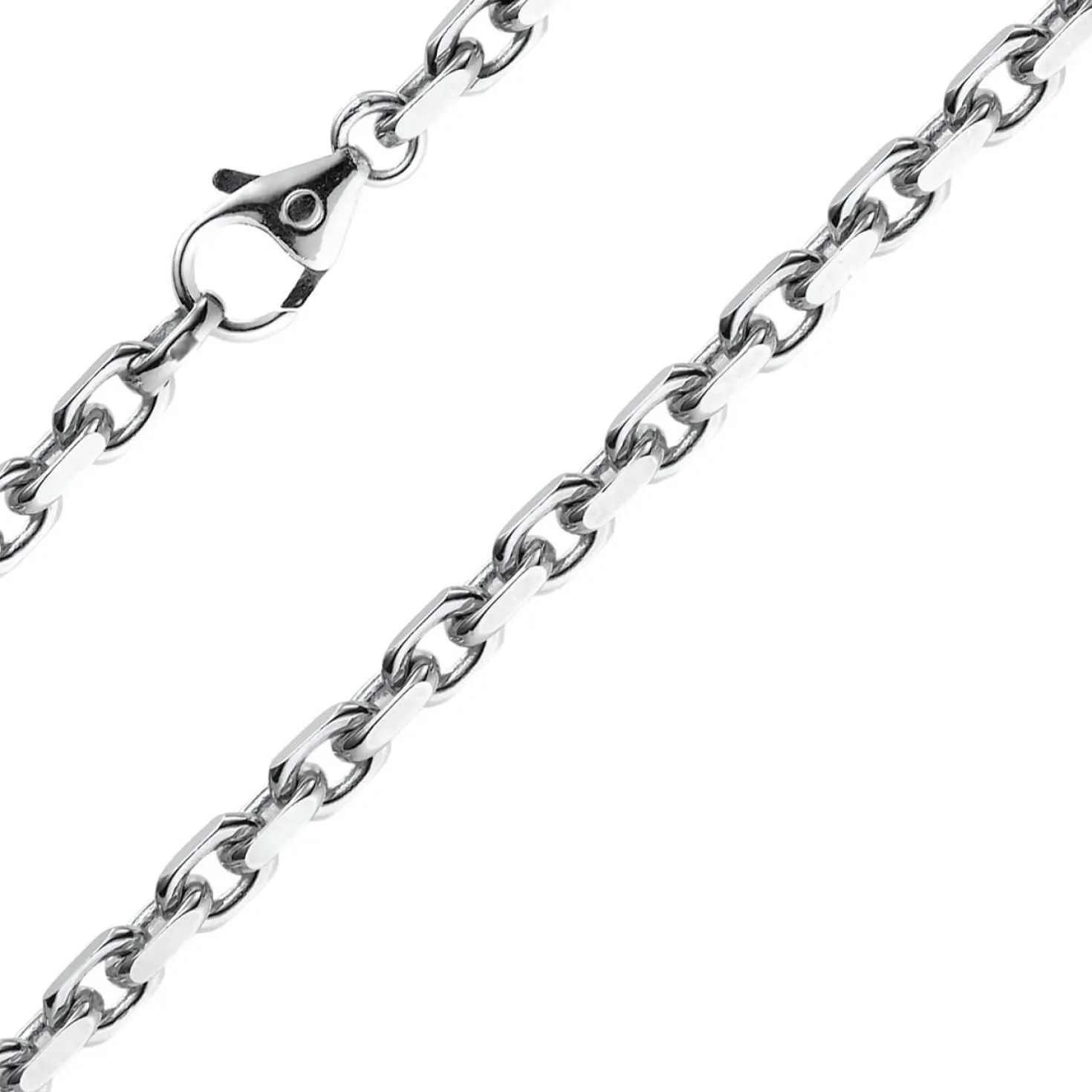 4mm Kette Collier Ankerkette Halskette aus 750 Gold Weißgold massiv 50cm
