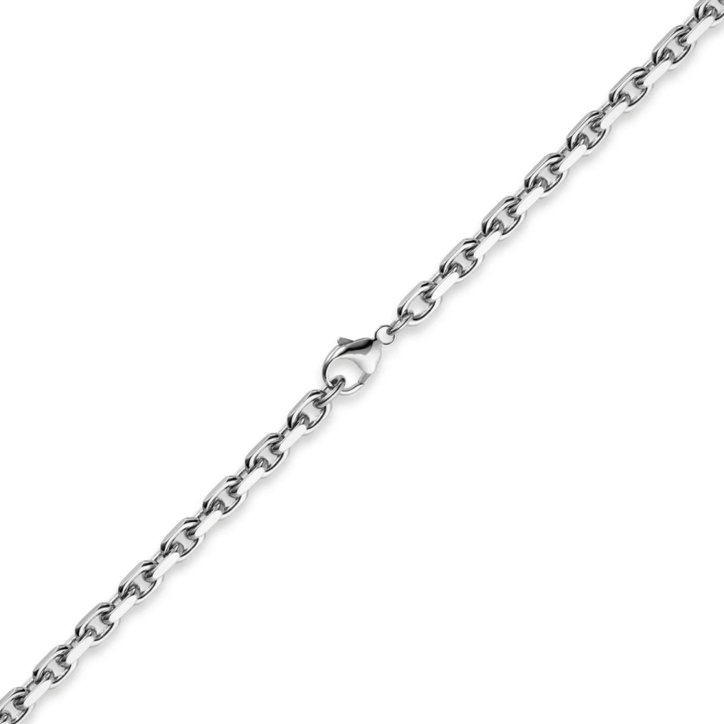 5mm Kette Collier Ankerkette Halskette, 585 Gold Weißgold, 50cm Herren