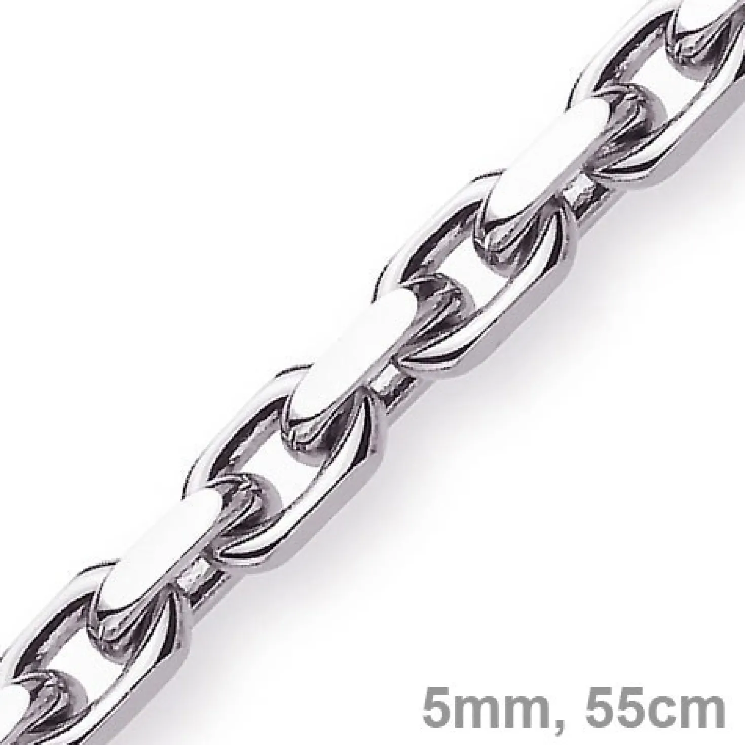 5mm Kette Collier Ankerkette Halskette, 585 Gold Weißgold, 55cm Herren