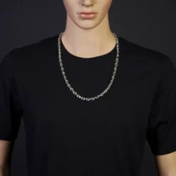 6,5mm Kette Collier Ankerkette Halskette, 585 Gold Weißgold, 70cm Herren