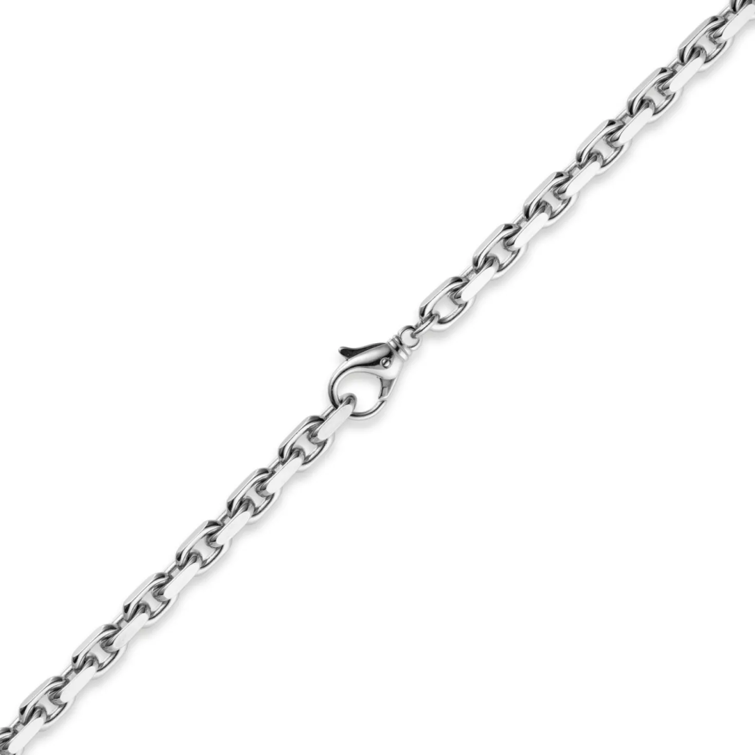 6,5mm Kette Collier Ankerkette Halskette, 585 Gold Weißgold, 70cm Herren