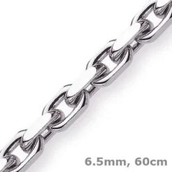 6,5mm Kette Collier Ankerkette Halskette, 585 Gold Weißgold, 60cm Herren