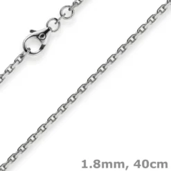 1,8mm Kette Collier Ankerkette Halskette, 585 Gold Weißgold, 40cm