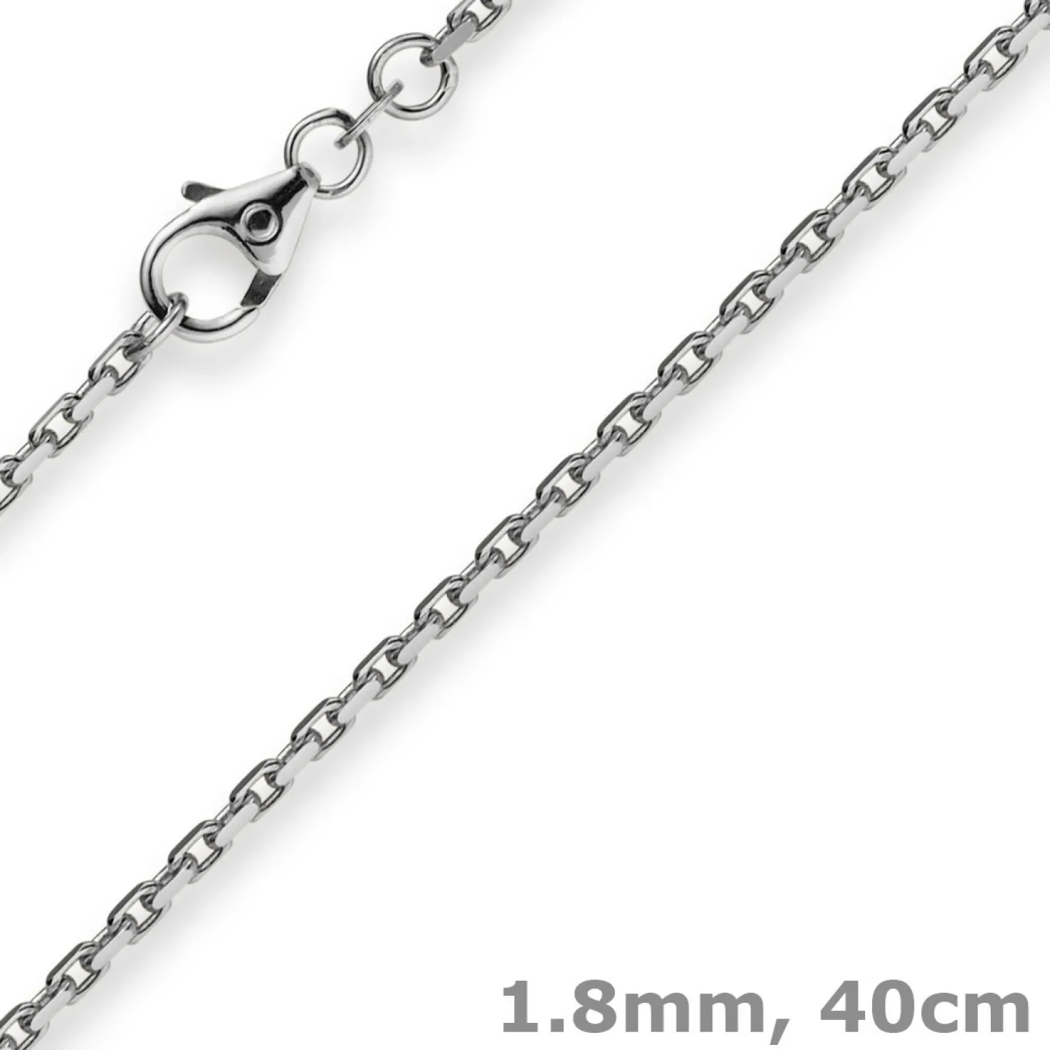 1,8mm Kette Collier Ankerkette Halskette, 585 Gold Weißgold, 40cm