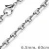 6,5mm Kette Collier Ankerkette Halskette, 750 Gold Weißgold, 60cm Herren