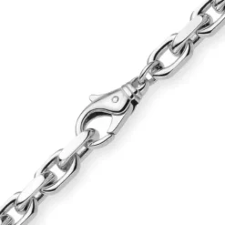 6,5mm Kette Collier Ankerkette Halskette, 750 Gold Weißgold, 60cm Herren