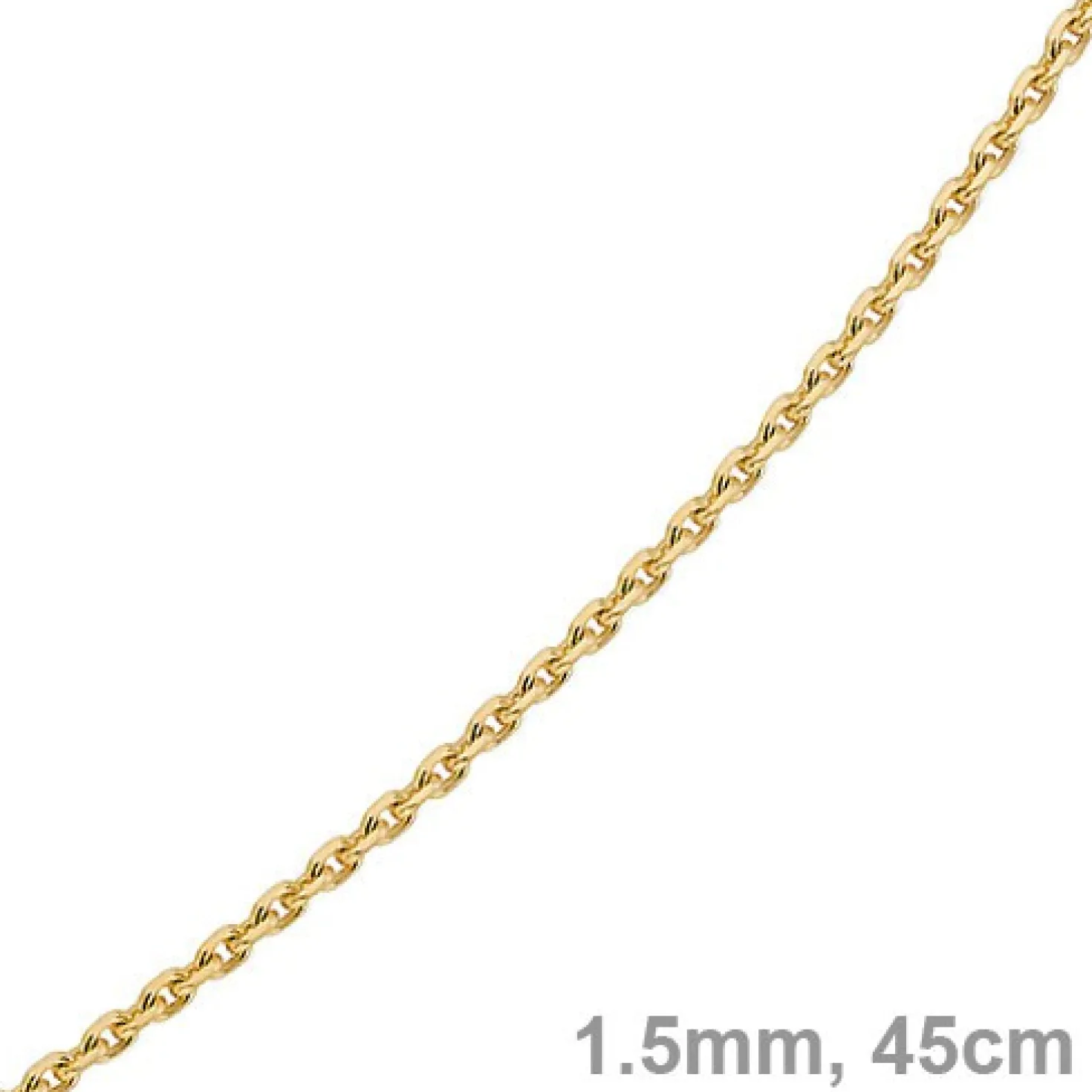 1,5mm Kette Collier Ankerkette Halskette, 585 Gold Gelbgold, 45cm Unisex