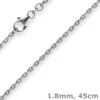 1,8mm Kette Collier Ankerkette Halskette, 585 Gold Weißgold, 45cm