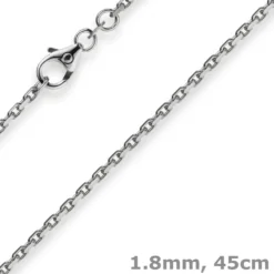 1,8mm Kette Collier Ankerkette Halskette, 585 Gold Weißgold, 45cm