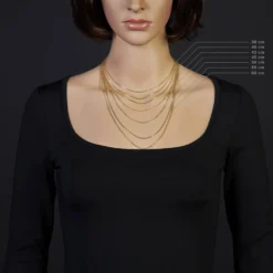 1,5mm Kette Collier Ankerkette Halskette, 585 Gold Gelbgold, 55cm Unisex