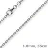 1,8mm Kette Collier Ankerkette Halskette, 585 Gold Weißgold, 55cm Unisex