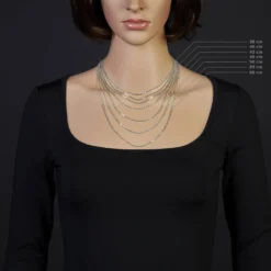 1,8mm Kette Collier Ankerkette Halskette, 585 Gold Weißgold, 55cm Unisex