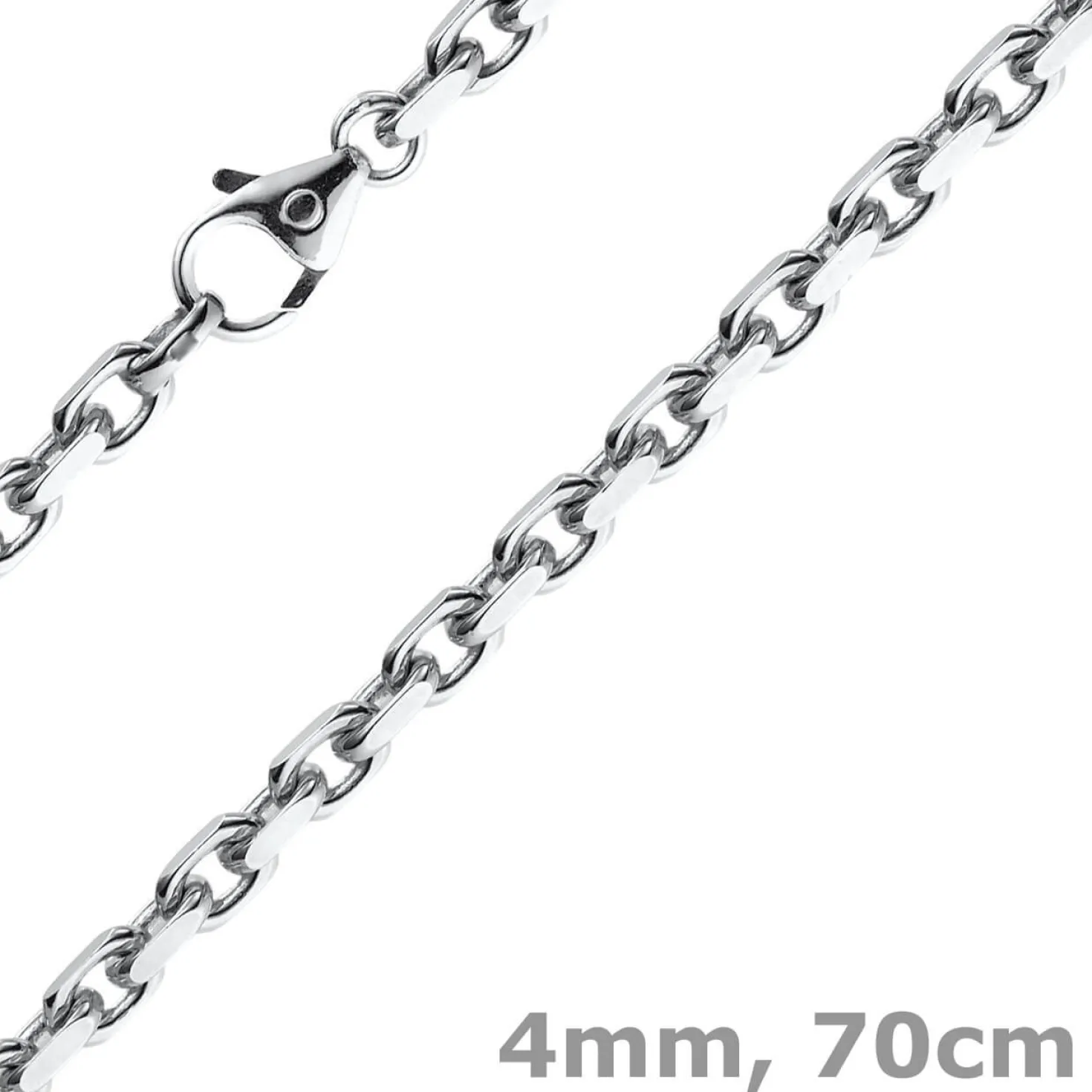 4mm Kette Collier Ankerkette Halskette aus 750 Gold Weißgold massiv 70cm