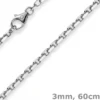 3mm Kette Collier Ankerkette Halskette, 750 Gold Weißgold massiv 60cm