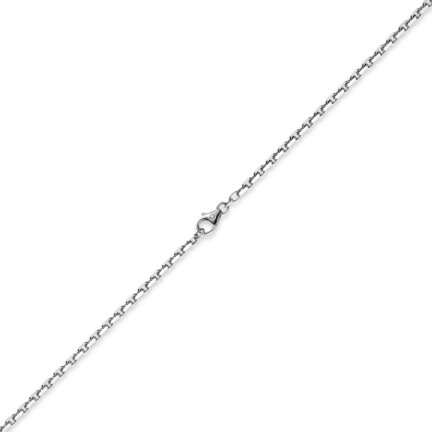 3mm Kette Collier Ankerkette Halskette, 585 Gold Weißgold massiv, 60cm