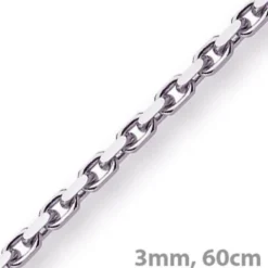3mm Kette Collier Ankerkette Halskette, 585 Gold Weißgold massiv, 60cm