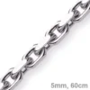 5mm Kette Collier Ankerkette Halskette, 585 Gold Weißgold, 60cm Herren