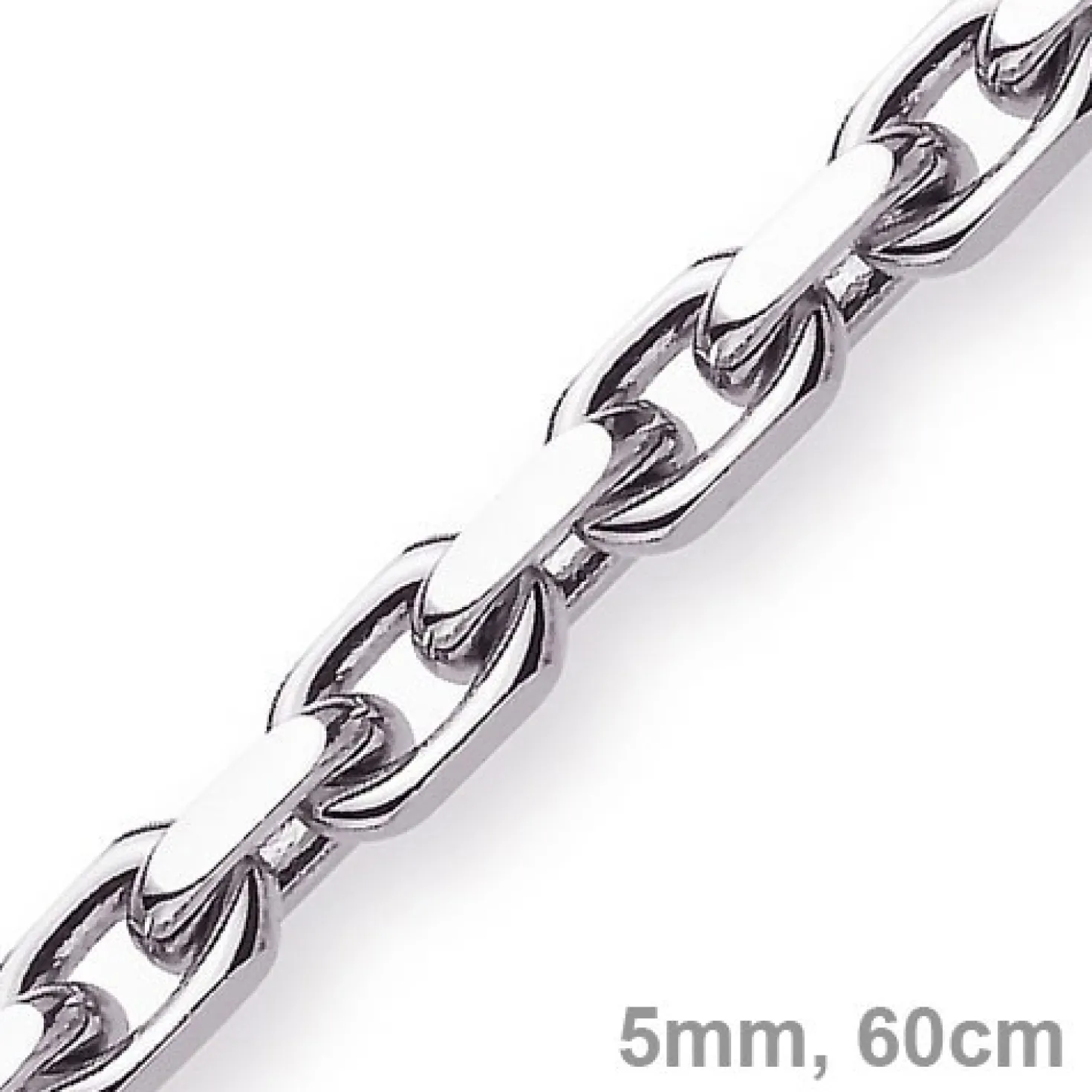 5mm Kette Collier Ankerkette Halskette, 585 Gold Weißgold, 60cm Herren