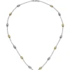1,5mm Kette Collier aus 925 Silber, rhodiniert teilvergoldet mit Gelbgold, 45cm